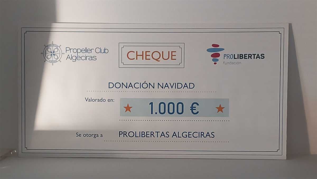 El Propeller Club de Algeciras entrega su donación navideña a la Fundación Prolibertas