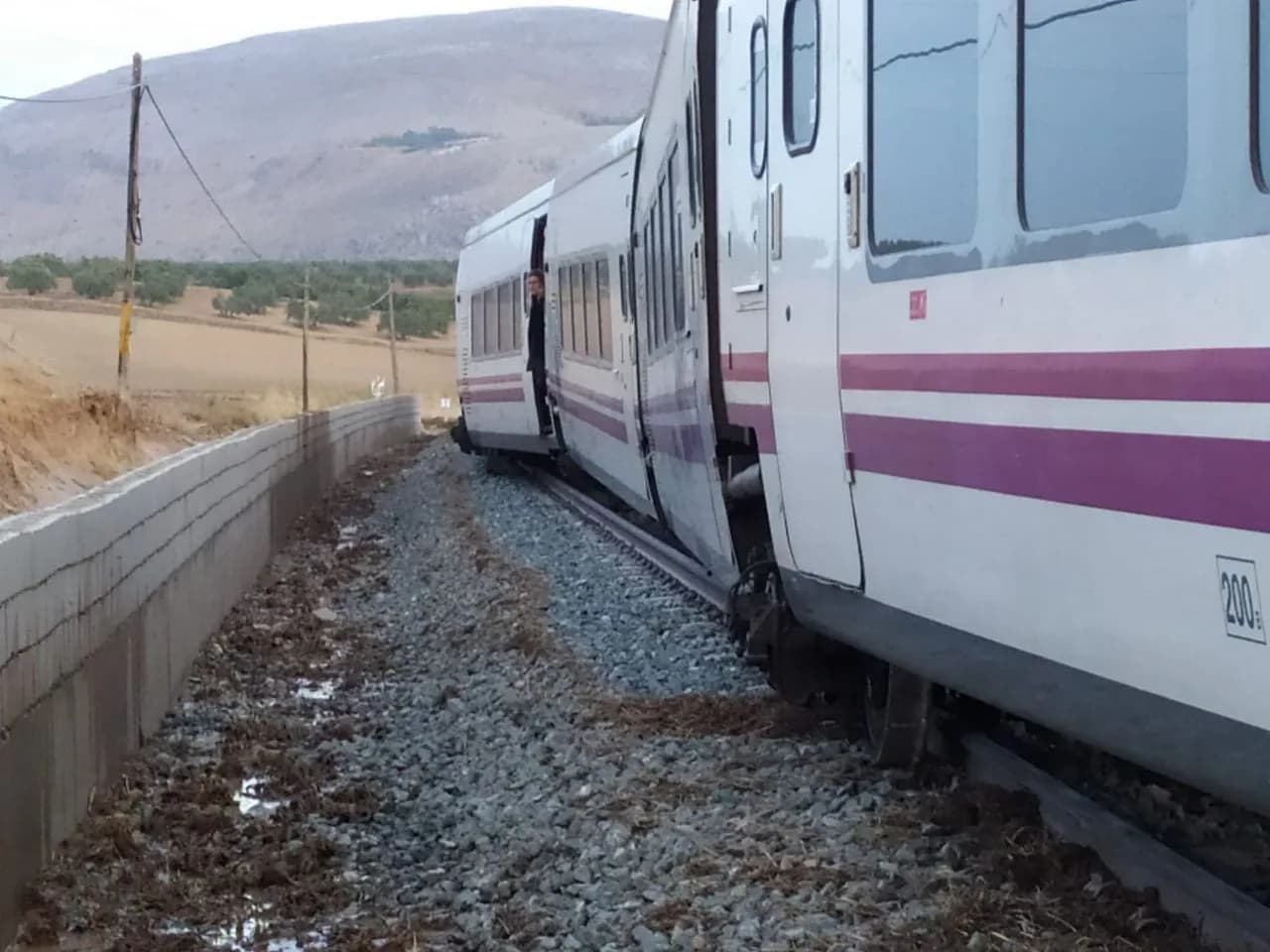 Heridos cuatro viajeros y el interventor al descarrilar un tren Algeciras-Madrid entre Almargen y Campillos, en Málaga