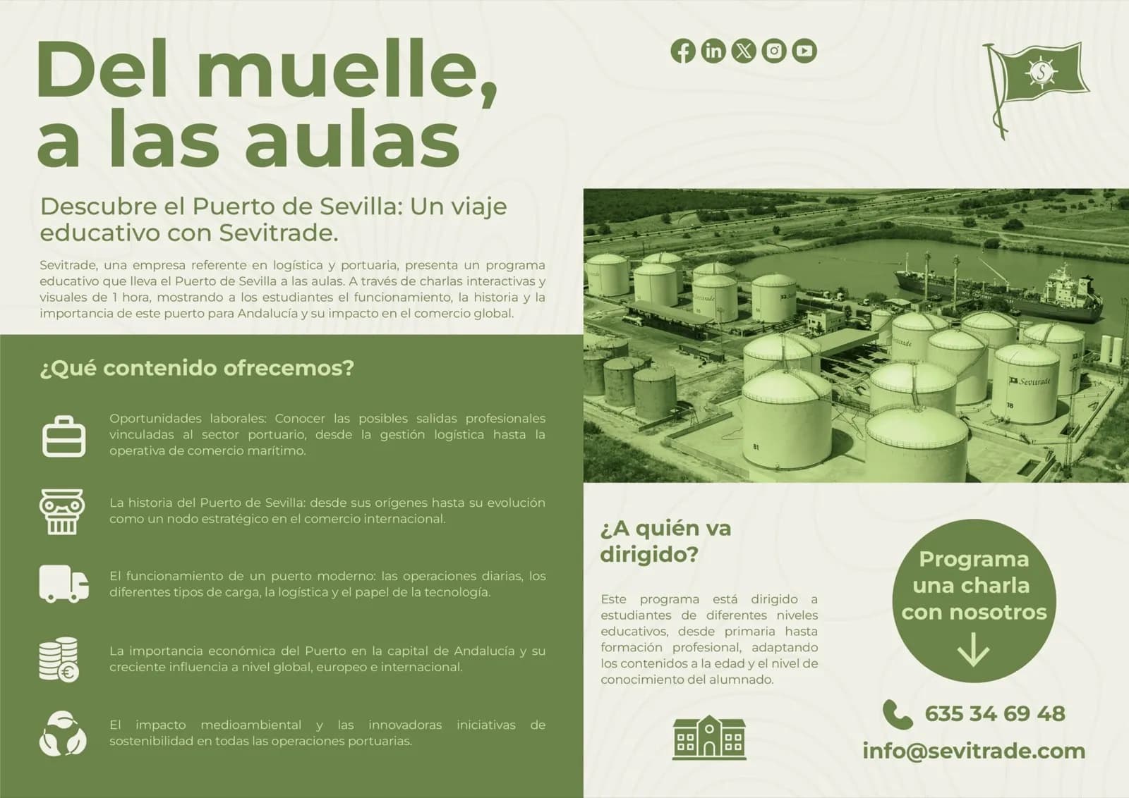 Sevitrade retoma su programa educativo de visitas al puerto de Sevilla con nuevas iniciativas