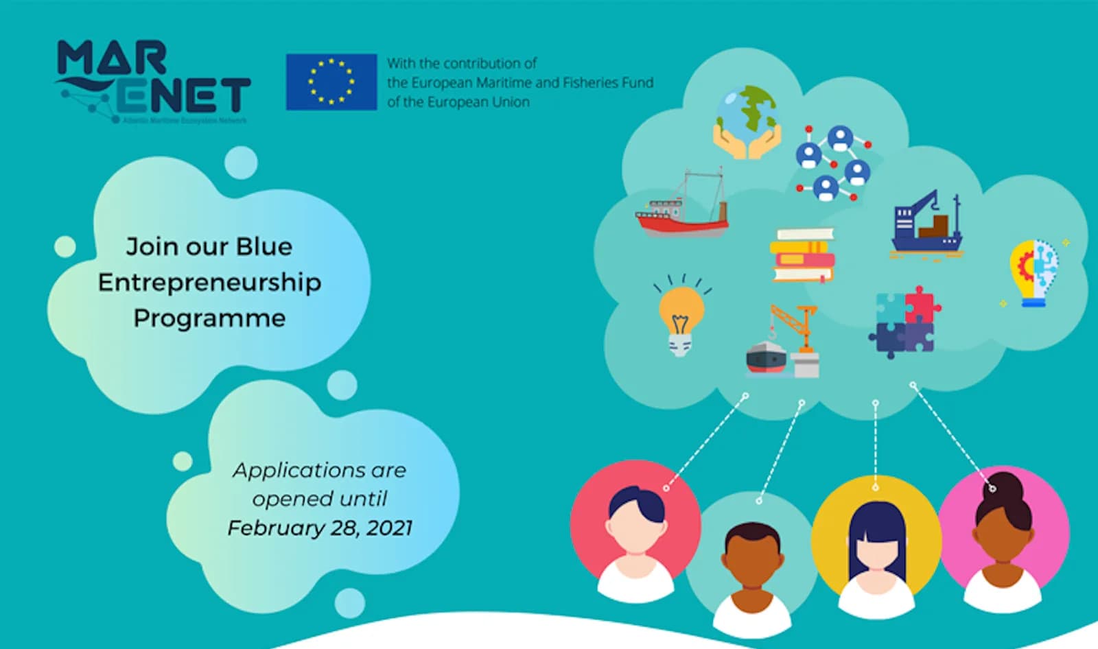 El proyecto europeo Atlantic Maritime Ecosystem Network (MarEnet) lanza el programa de Emprendimiento Azul 2021