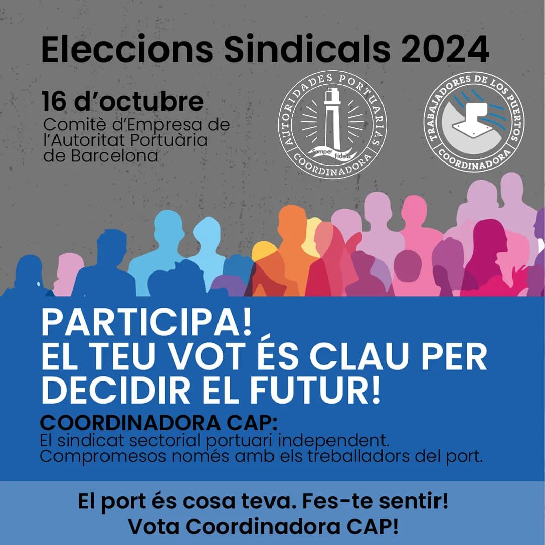 Coordinadora de Autoridades Portuarias presenta su candidatura para las elecciones al comité de empresa de la Autoridad Portuaria de Barcelona