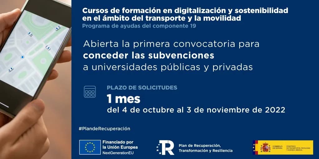 Nueva línea de ayudas para la formación en digitalización y sostenibilidad en el ámbito del transporte y la movilidad