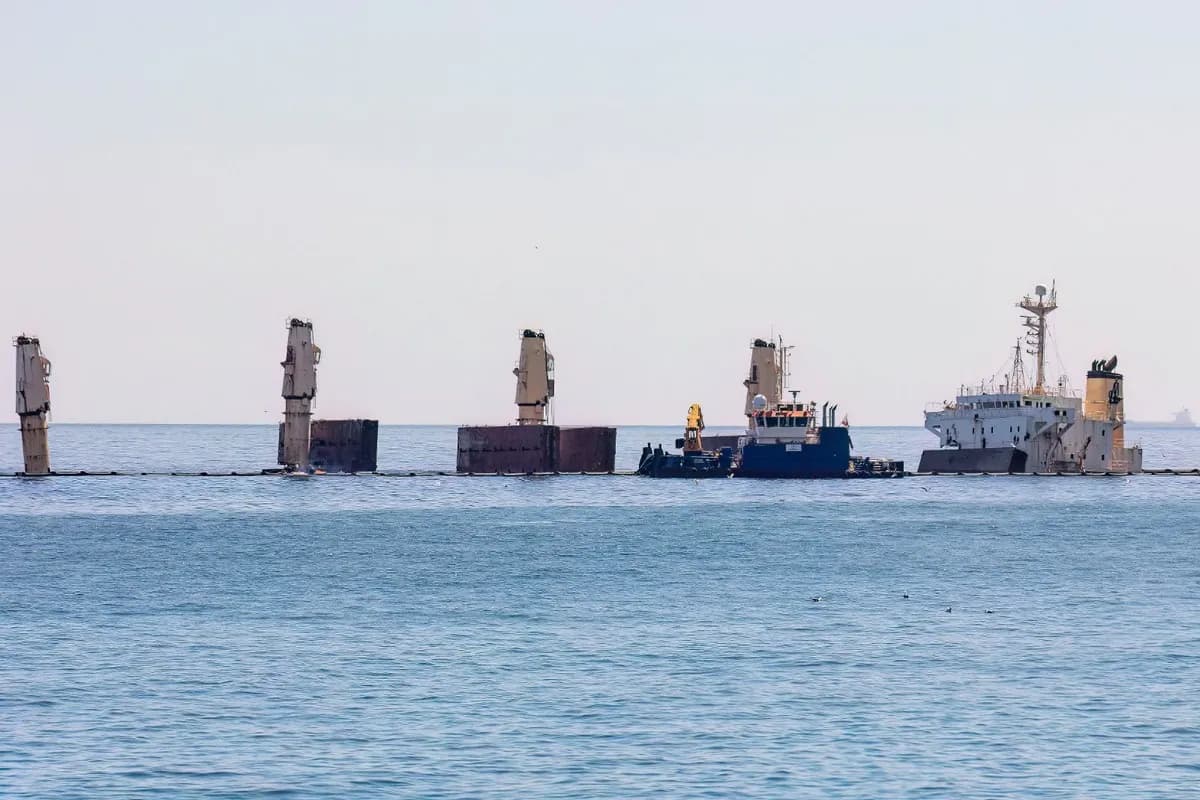 La previsión de fuerte oleaje obliga a Gibraltar a retirar la barrera que rodea al buque OS35