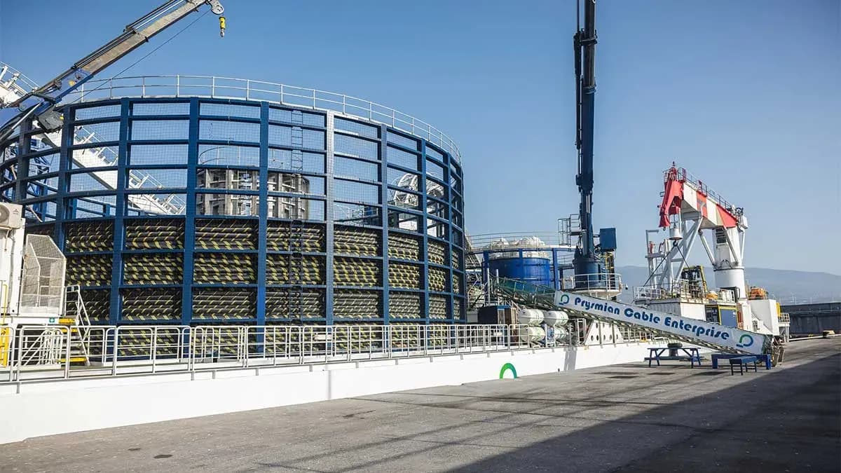 El buque cablero «Cable Enterprise» prepara en Granadilla el tendido del cable submarino entre Tenerife y La Gomera