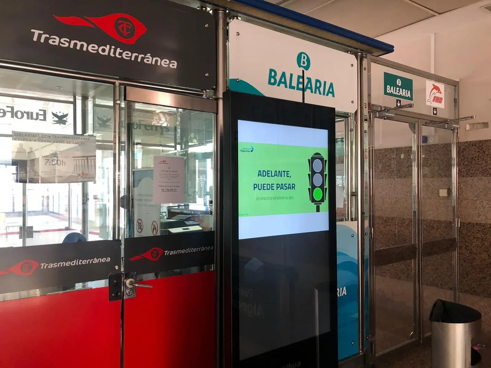 Nuevos paneles para el control del COVID19 en la estación marítima del puerto de Algeciras