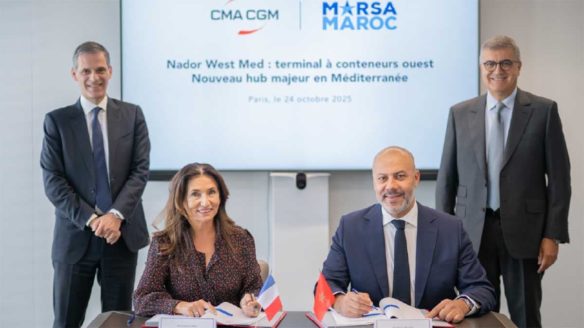 Acuerdo definitivo entre Marsa Maroc y CMA CGM para gestionar el terminal de contenedores de Nador West Med