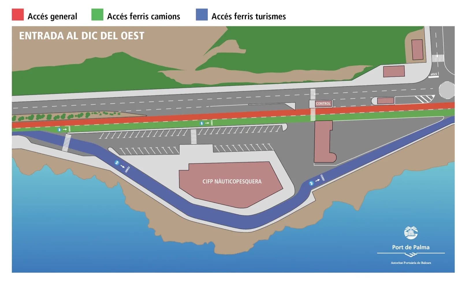 La Autoridad Portuaria de Baleares habilita dos nuevos carriles de acceso al dique del Oeste