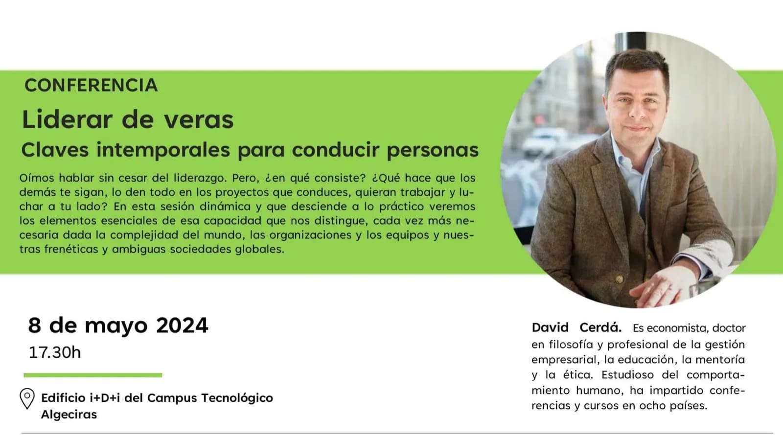 David Cerdá analizará las claves del liderazgo en la clausura del Programa de Desarrollo Directivo de la FCTA