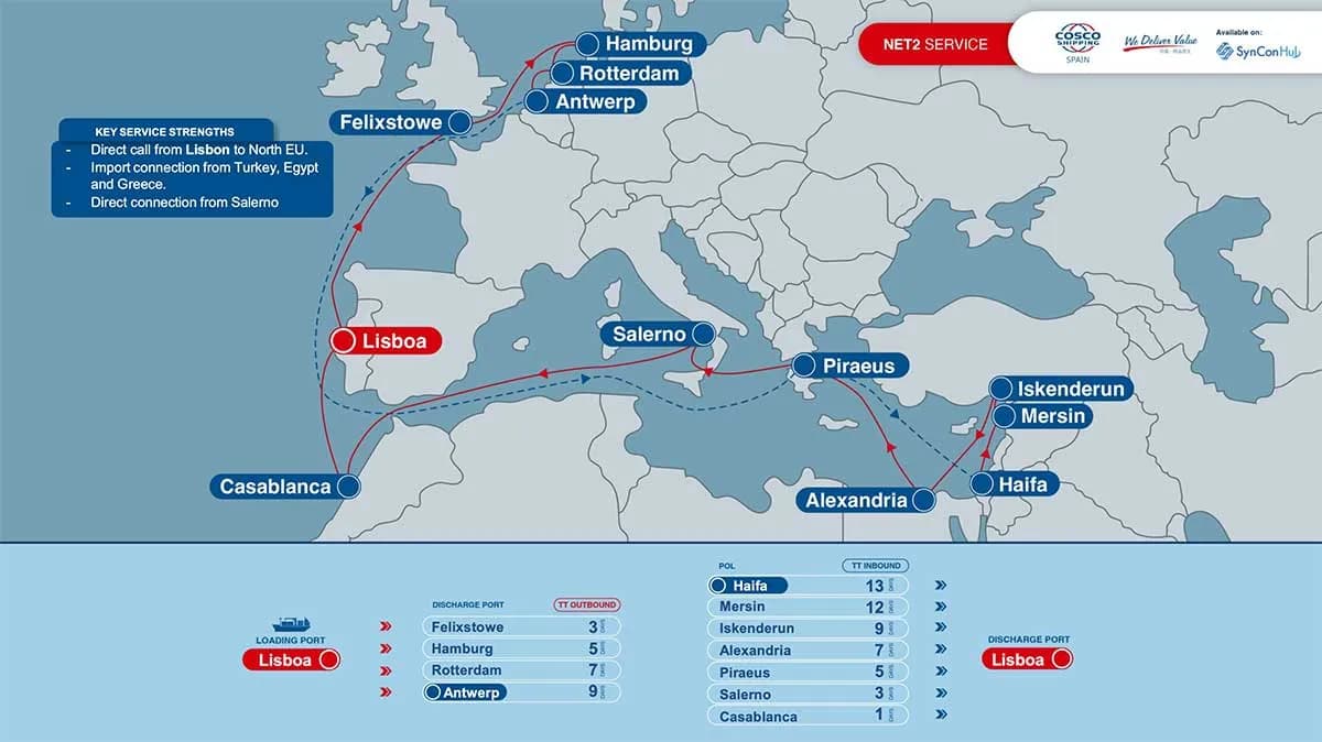 Diamond Line amplía su servicio NET2 con una nueva escala en el puerto de Lisboa