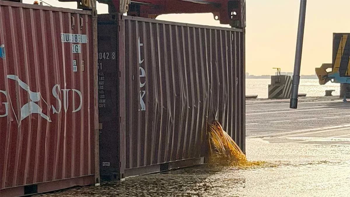 APM Terminals Algeciras mobilizes three specialized companies to contain a palm oil spill at the Juan Carlos I Dock