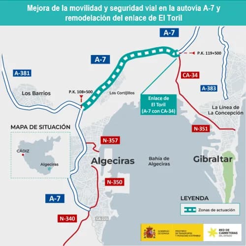 El Ministerio de Transportes inicia el proyecto de ampliación de la A-7 en el Campo de Gibraltar