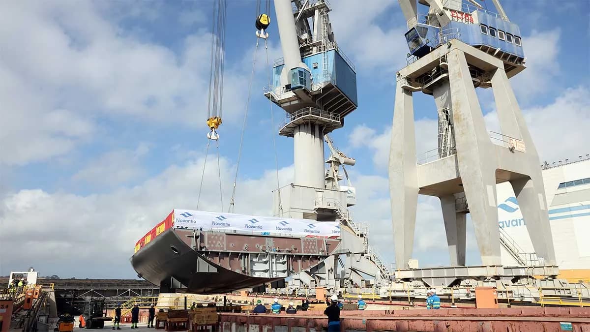 Navantia San Fernando instala la quilla del patrullero de altura para la Marina Real de Marruecos
