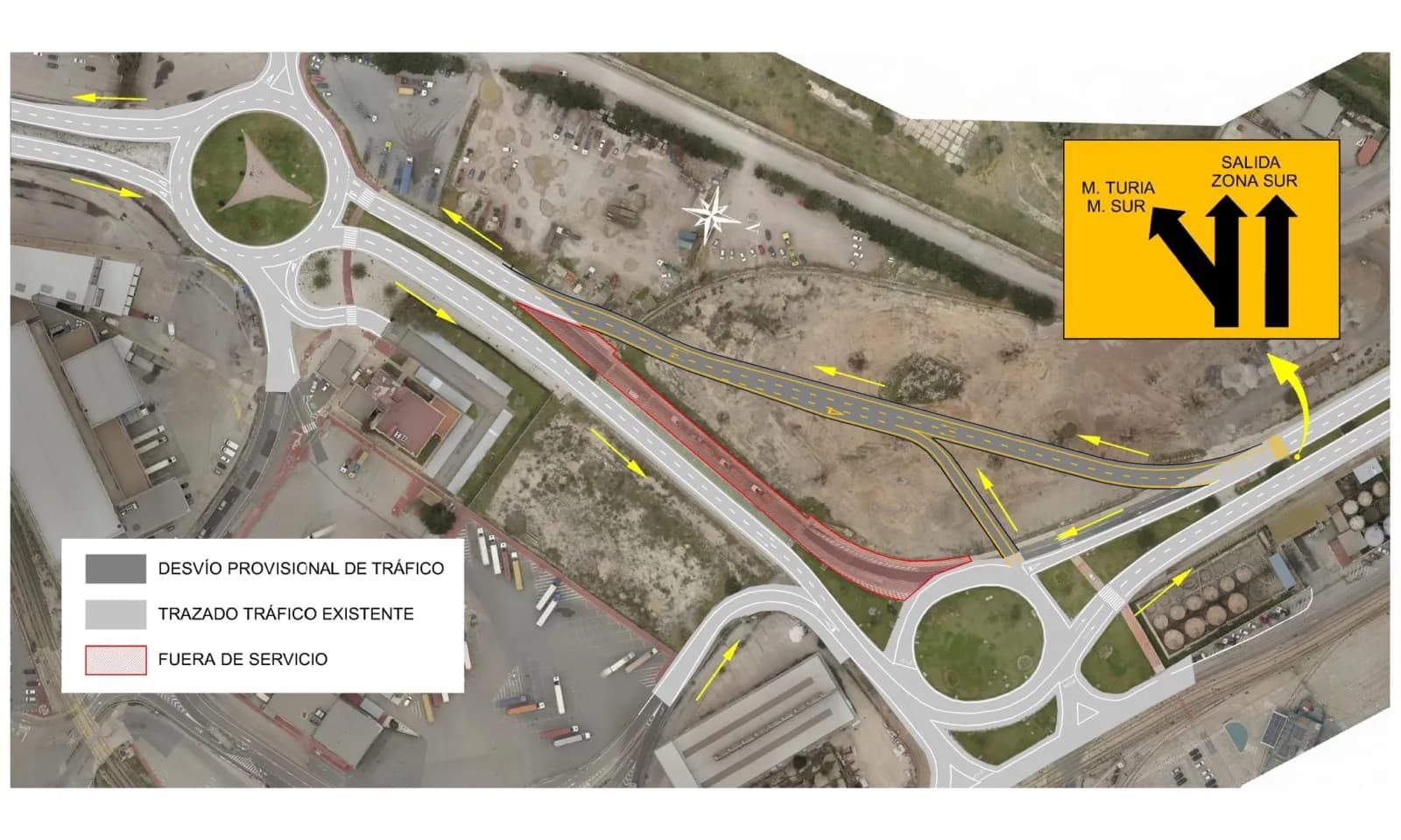 El Puerto de Valencia desvía el tráfico rodado en el acceso entre las rotondas del Muelle Sur y de Capitanía