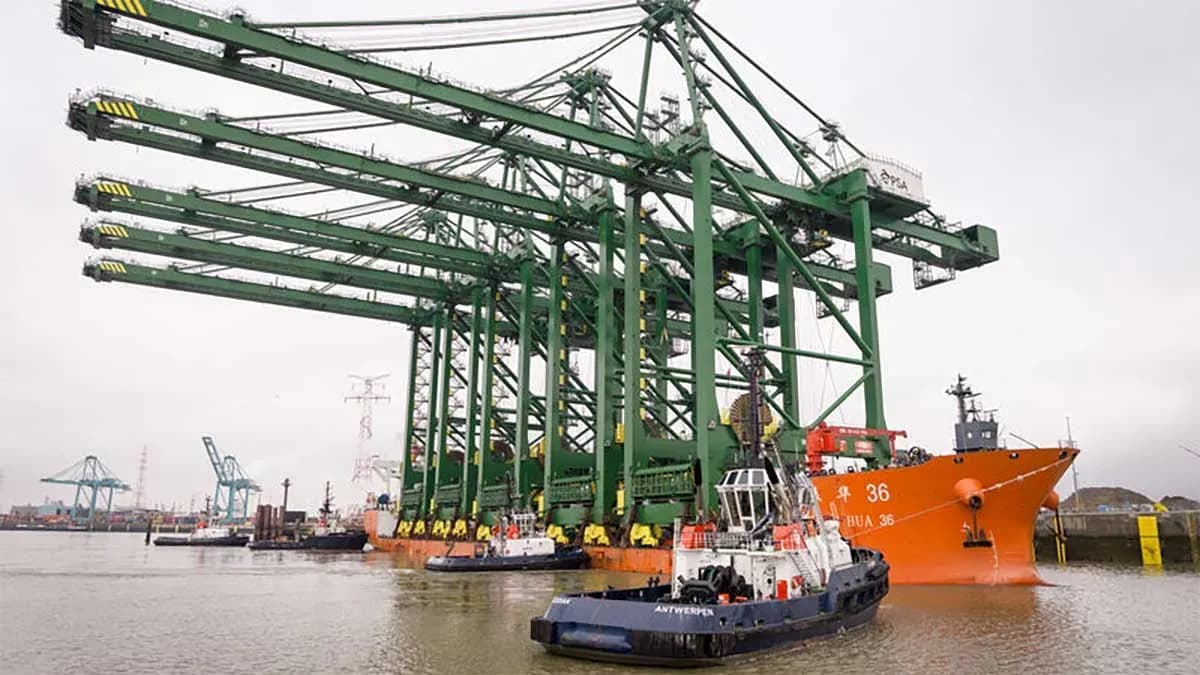 La terminal Europa de PSA en Amberes recibe cinco grúas STS de tamaño récord para operar los mayores buques portacontenedores del mundo
