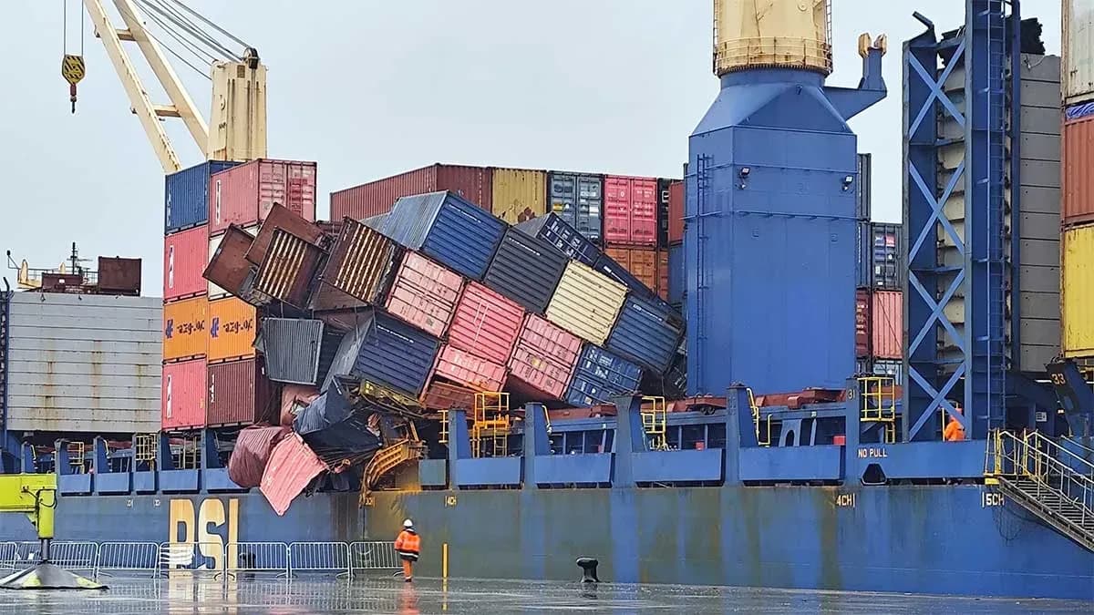 El Puerto de Vigo gestiona la llegada del portacontenedores ‘Maria Francisca’ tras sufrir corrimiento de carga en aguas portuguesas