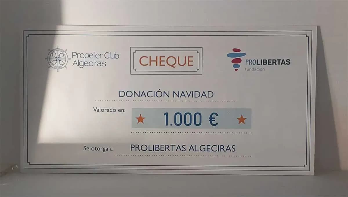 El Propeller Club de Algeciras entrega su donación navideña a la Fundación Prolibertas