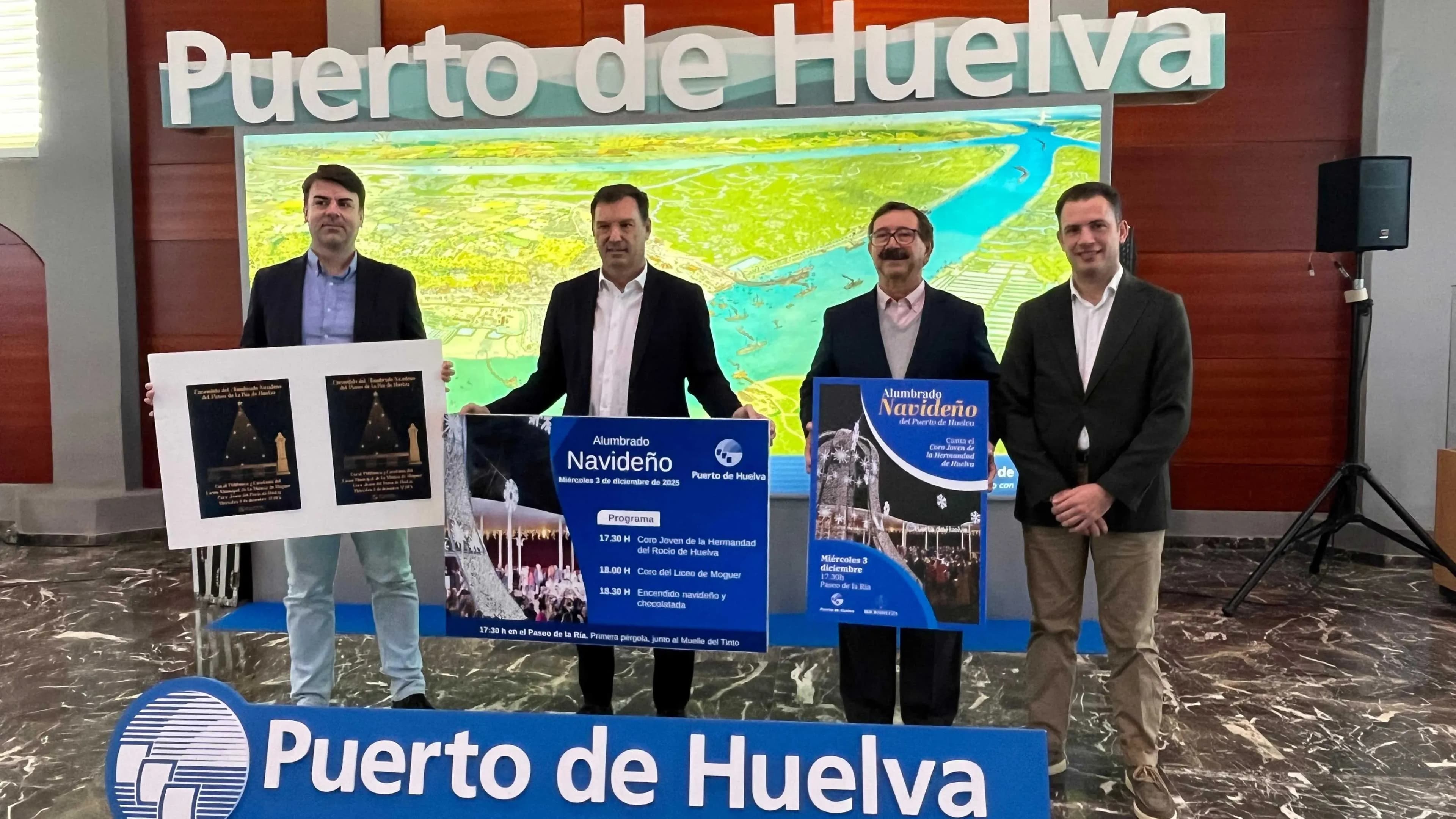 El Puerto de Huelva inaugura este miércoles su iluminación navideña con más de 450.000 luces LED en cinco kilómetros de recorrido