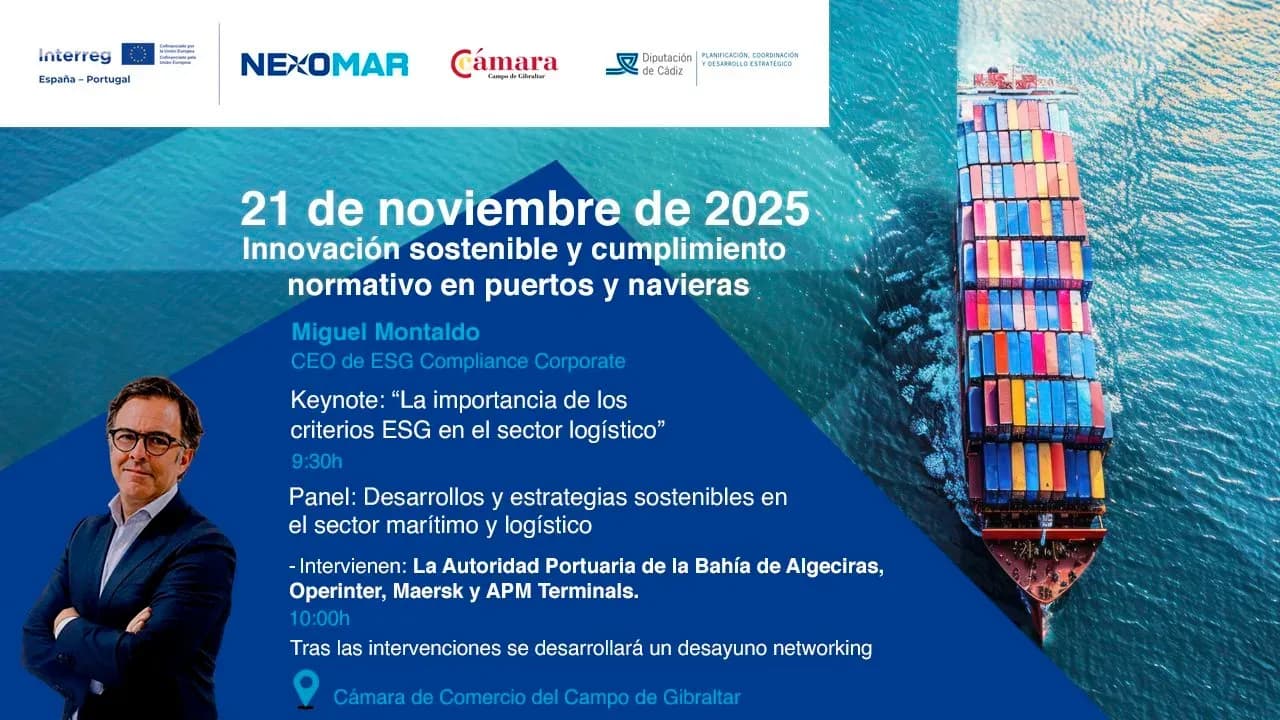 La Cámara de Comercio del Campo de Gibraltar organiza una jornada sobre ESG y normativa en puertos y navieras