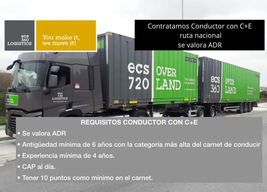 ECS 360 Logistics busca conductor con C+E
