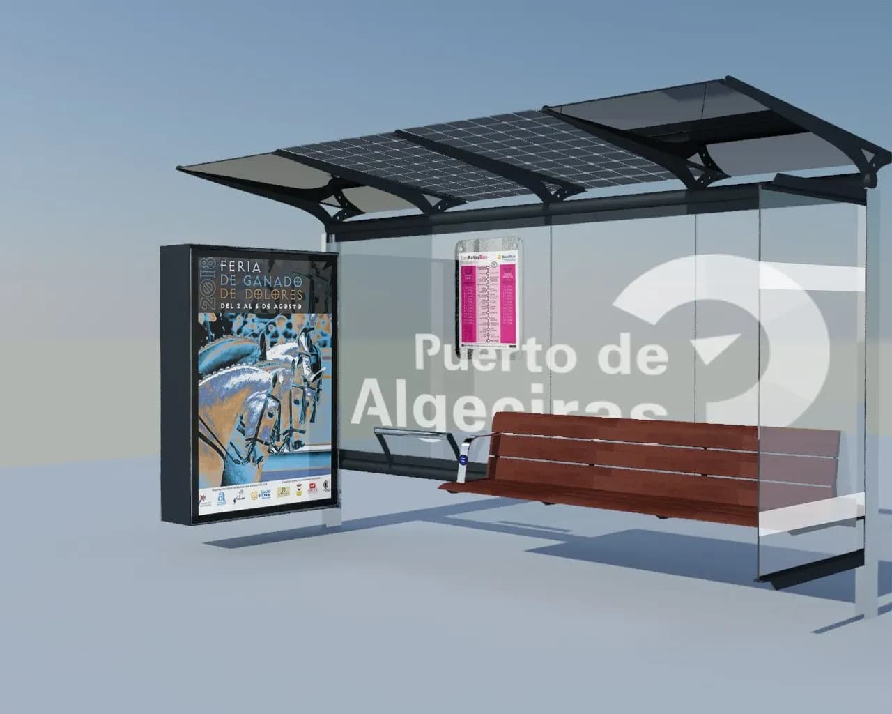 La APBA instala marquesinas con placas solares en las paradas de autobuses de la Estación Marítima de Algeciras