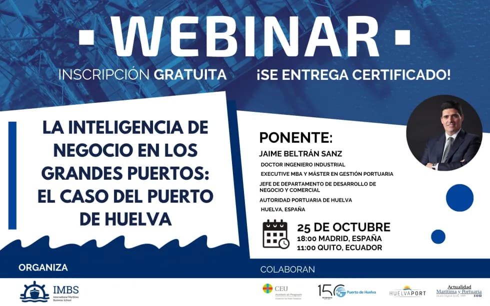 IMBS organiza un webinar internacional sobre inteligencia de negocio en los grandes puertos