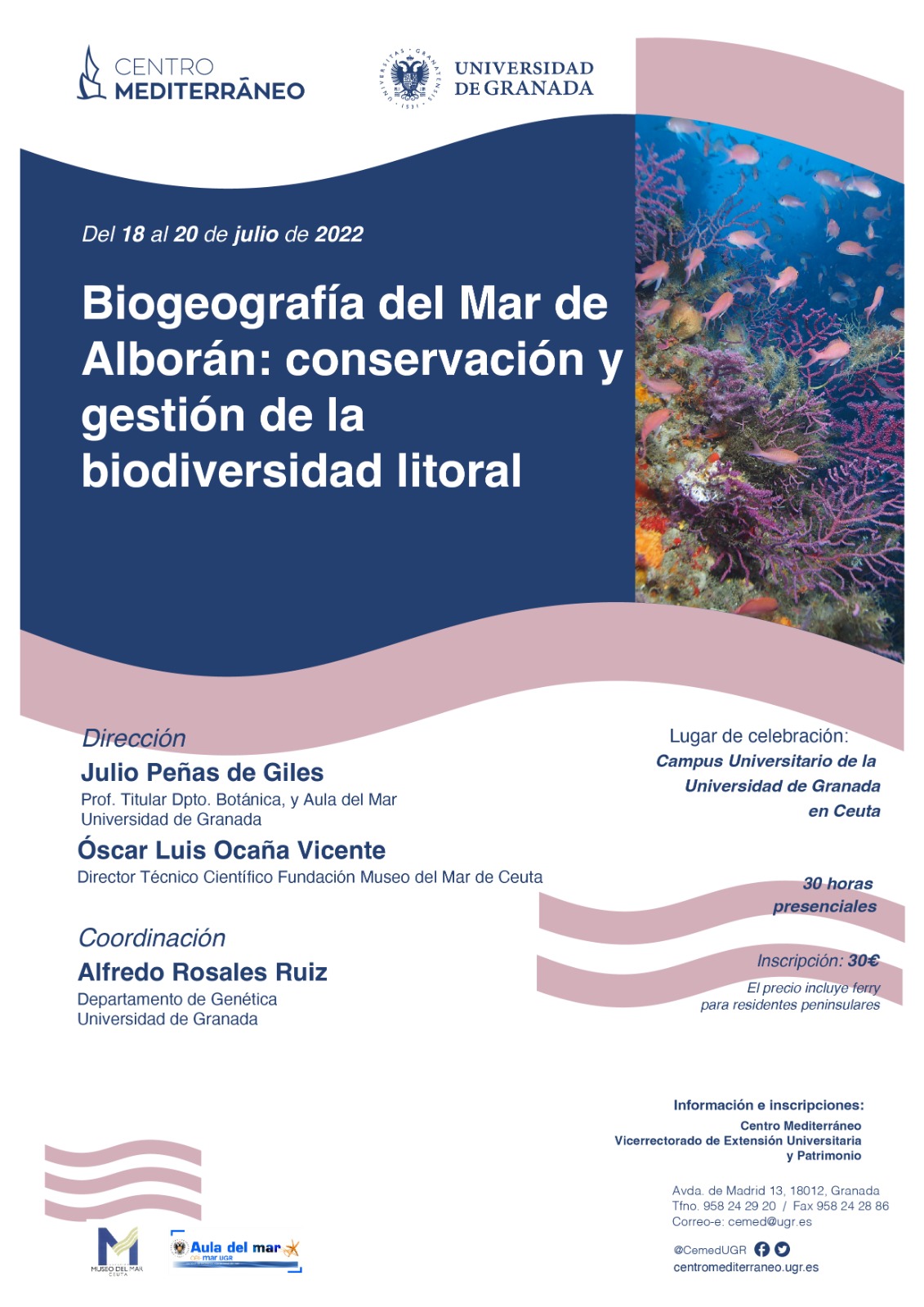 CEI·MAR y la Fundación Museo del Mar de Ceuta organizan un curso sobre la Biogeografía del Mar de Alborán
